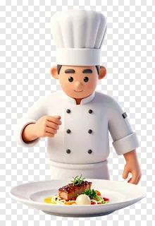 Chef presenting a plated gourmet dish.