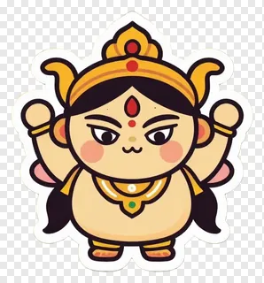 A cartoon goddess with a golden crown and necklace.