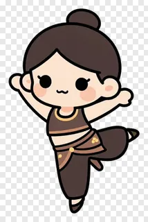 A chibi-style brown garba dancer in a dynamic pose.
