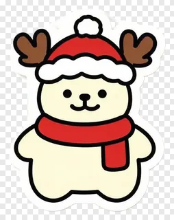 A cartoon reindeer in Christmas attire.