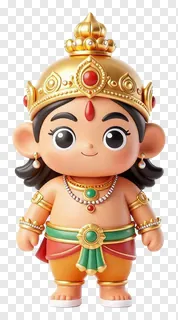 A chubby Ravana effigy wearing a golden crown and jewelry.