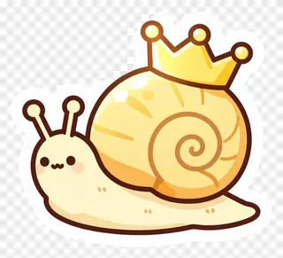 A cartoon snail wearing a golden crown.