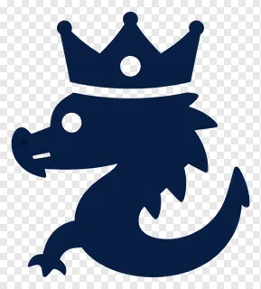 A dark blue dragon wearing a crown with bamboo motifs.