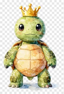 A cartoon turtle with a golden crown.