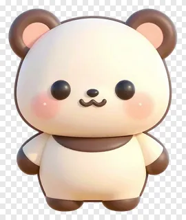 A cute 3D panda character with rosy cheeks.