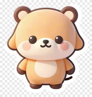 A cute 3D cartoon bear with a white belly.