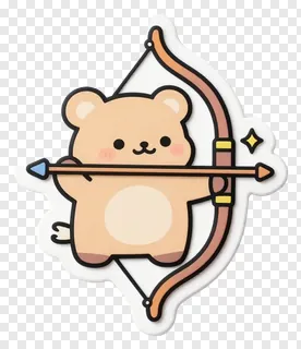 A cute cartoon bear holding a bow and arrow.