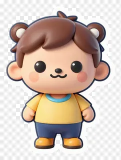 A cute cartoon character with bear ears and a yellow shirt.