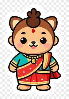 A cartoon bear wearing traditional Indian clothing.