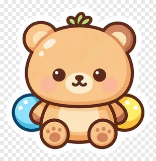 A cute cartoon bear holding colorful sweets.