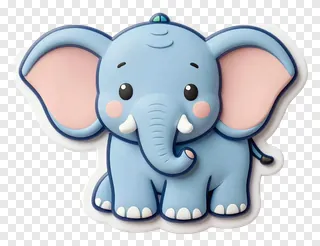 A cute blue cartoon elephant toy.