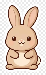 A cute brown sitting Easter bunny with pink cheeks.