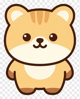 A cute cartoon bear character with a white chest and round ears.