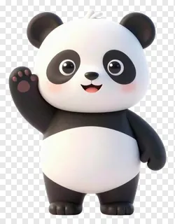 A cute cartoon panda waving its paw.