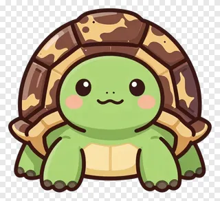 A cute cartoon tortoise with a patterned shell.