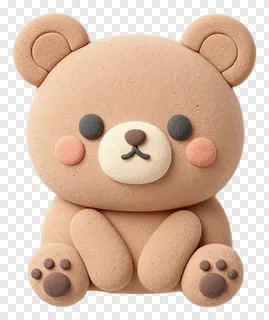 A cute clay bear figurine sitting upright.