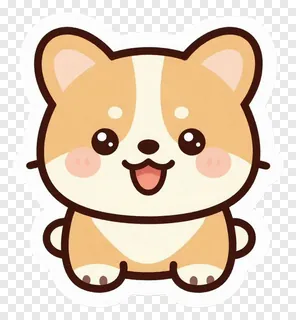 A cute cartoon corgi dog with a happy expression.