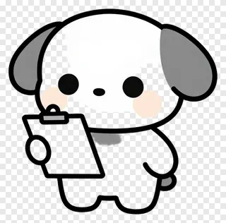 A cartoon dog holding a clipboard.