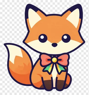 A cute cartoon fox wearing a bow.