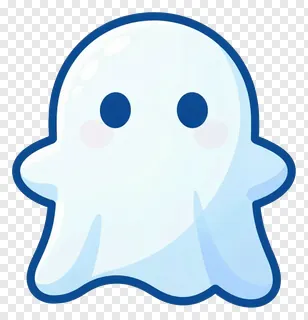 A cute ghost with a blue outline and soft blue shading.