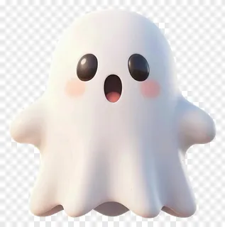 A cute white ghost with big eyes and an open mouth.