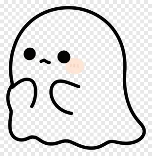 A cute ghost with a pink nose and black eyes.