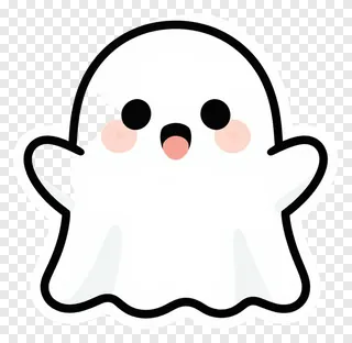 A cute white ghost with a rounded outline and blush cheeks.