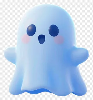 A cute blue ghost with a smooth gradient and rosy cheeks.