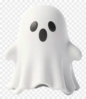 A cute white ghost with black eyes and mouth.