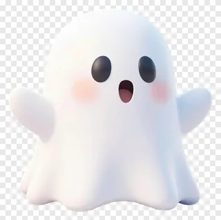 A cute, glowing ghost with big eyes and a surprised expression.