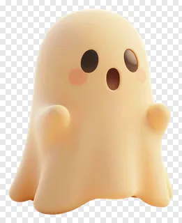 A cute peach-colored ghost with soft cheeks.