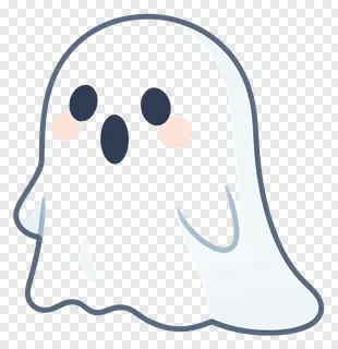 A cute ghost with pink cheeks and a friendly expression.