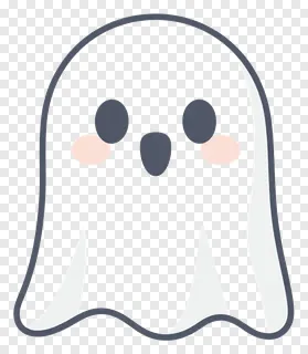 A cute, rounded ghost with big eyes and a soft smile.