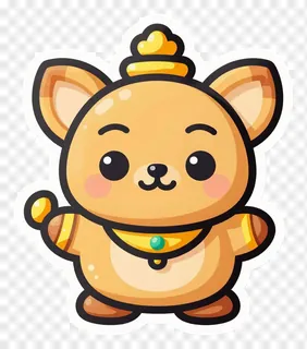 A cute cartoon animal wearing a golden crown and waving.