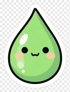 A cute green raindrop with a smiling face.