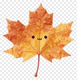 A smiling maple leaf with a cute face.