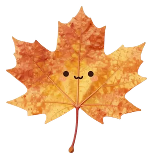 A smiling maple leaf with a cute face.