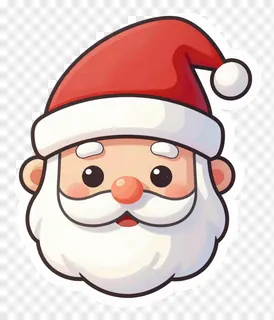 A cute cartoon Santa Claus face wearing a red hat.