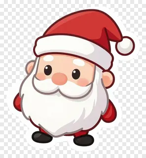 A cute cartoon Santa Claus wearing a red hat.