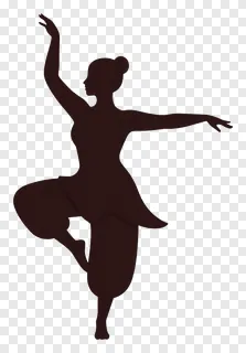 A dark brown garba dancer in a dynamic pose.