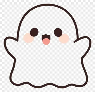 A cute ghost with an open mouth and blush cheeks.