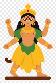 Four-armed Durga idol in vibrant colors.