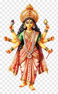 Multi-armed goddess Durga in traditional attire