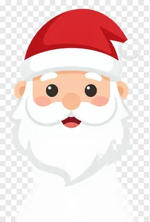 A smiling cartoon Santa Claus with a red hat and white beard.