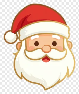 A cute cartoon Santa Claus face wearing a red hat.