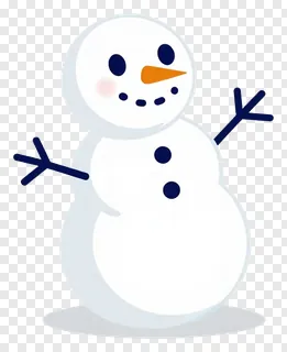 A cartoon-style snowman with an orange nose and black buttons waving cheerfully.