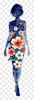 A woman's silhouette decorated with colorful flowers.