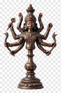 Bronze sculpture of multi-armed Goddess Durga.