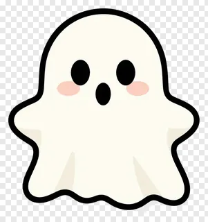A cute ghost with a black outline and blush cheeks.