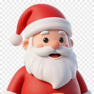 A cute 3D Santa Claus face wearing a red hat.